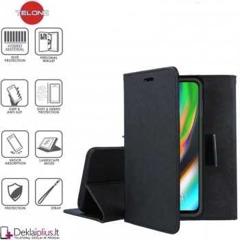 Telone fancy su skyreliais dėklas - juodas (telefonui Motorola Moto G9 Plus)